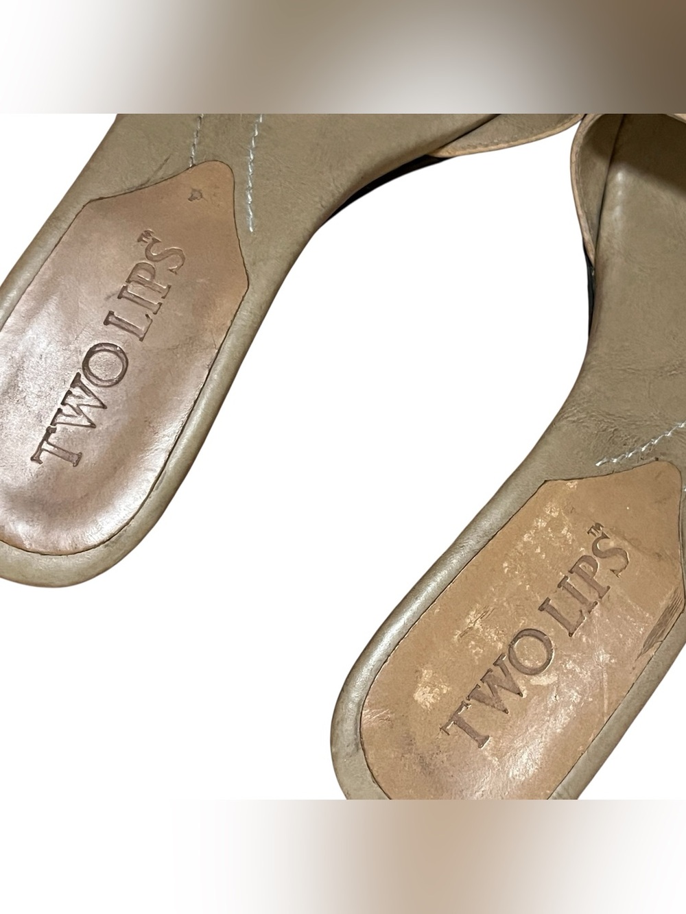 Two Lips Butterfly Tan Kitten Heels Mules Y2K — Size 6.5 - Picture 10 of 12